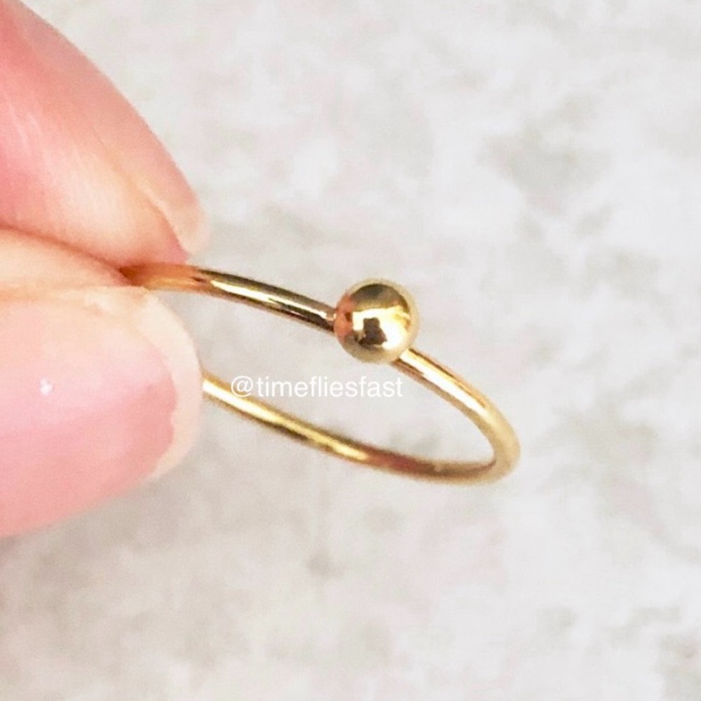14K Gold Filled Thin Stacking Ring With Gold Ball